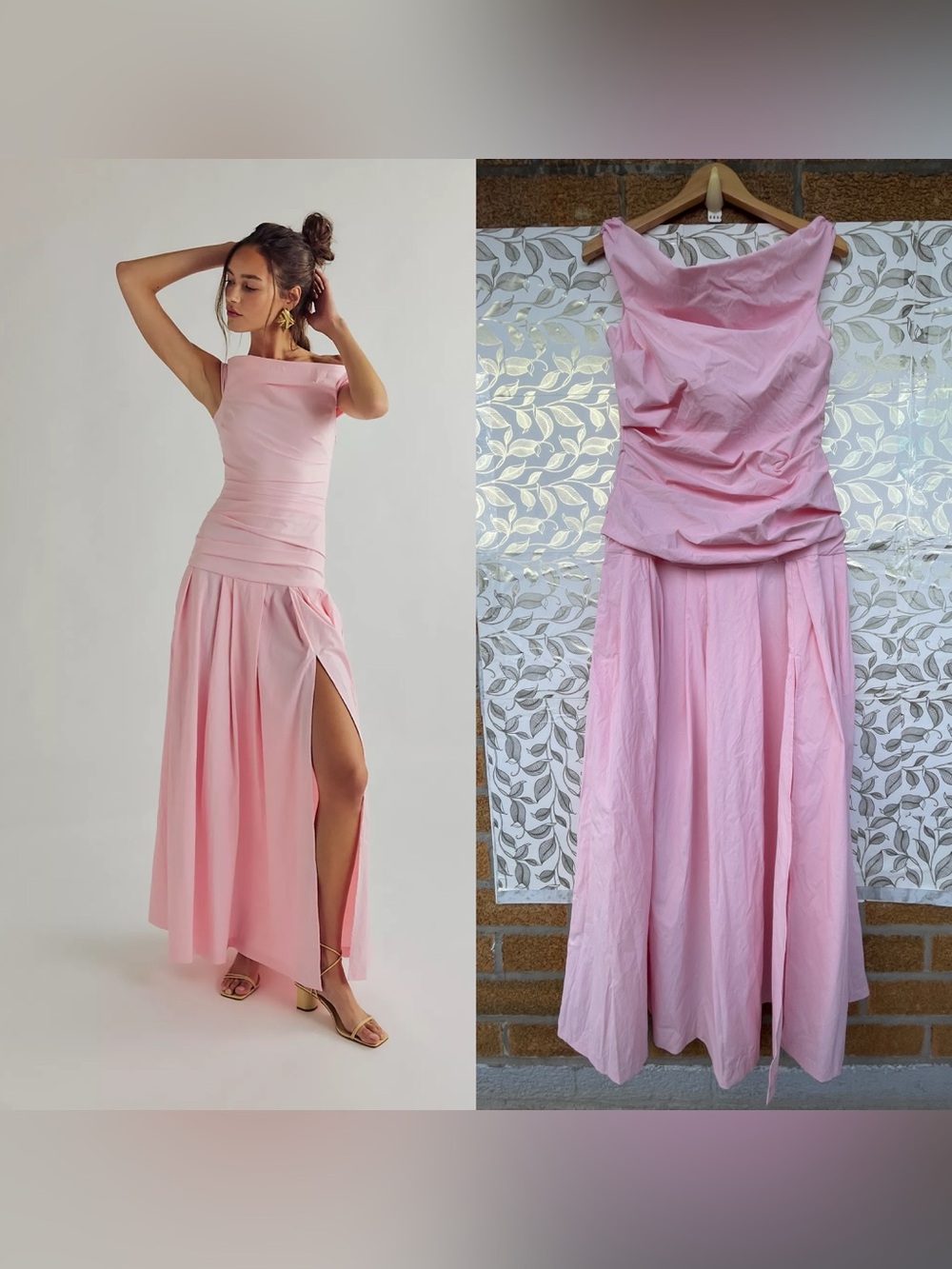 Bec + Bridge Apolline Powder Pink Ruched Maxi Dress Size 10 Quiet Luxury